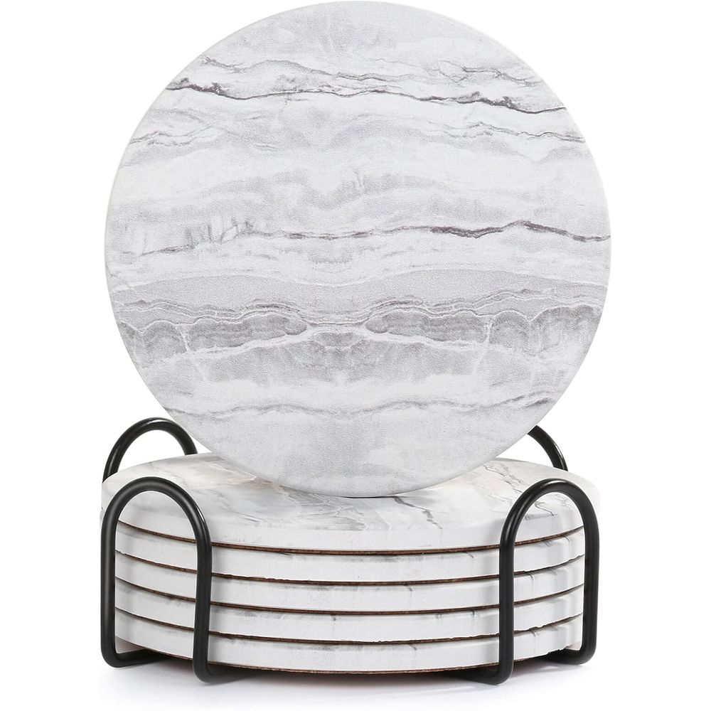 6-Piece Absorbent Coaster Set, - Marble Coaster Set ulasan dan harga