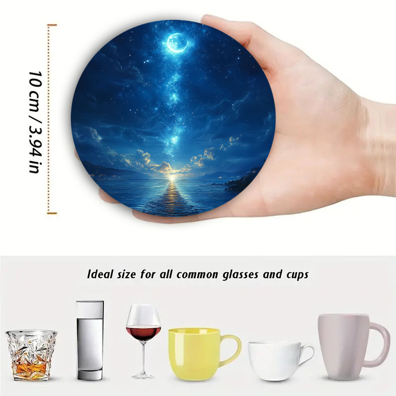 4-Piece Set of Colorful Starry - Marble Coaster Set ulasan dan harga