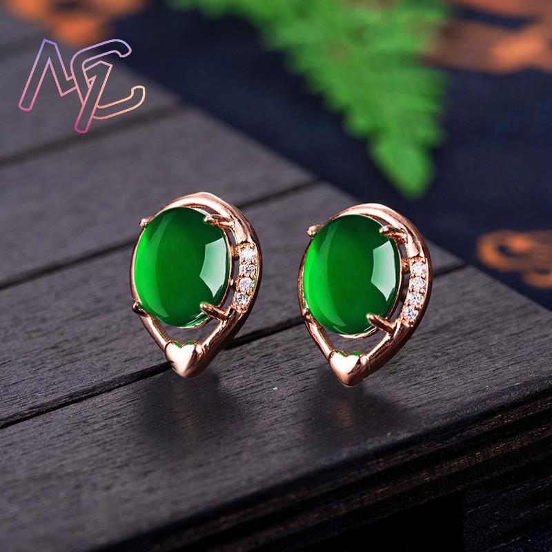 Natural Jade Flower Earrings S - Gold Plated Jewelry ulasan dan harga