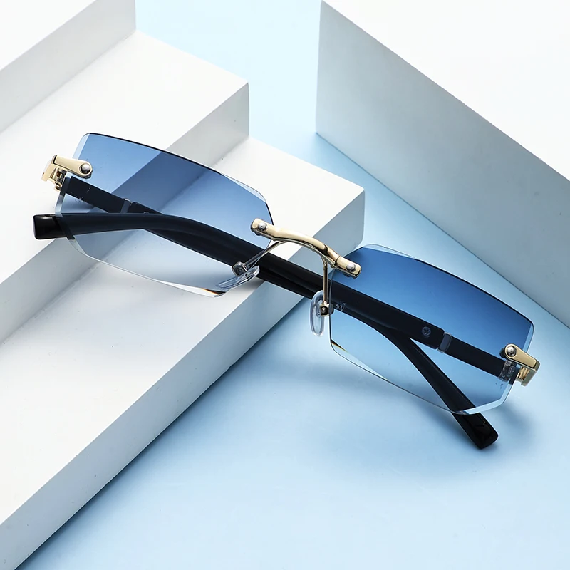 1/2pcs Trendy Rimless Sunglass - Sunglasses Uv400 ulasan dan harga