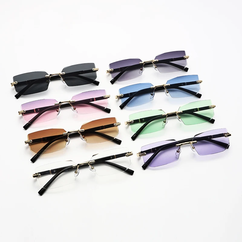 1/2pcs Trendy Rimless Sunglass - Sunglasses Uv400 ulasan dan harga